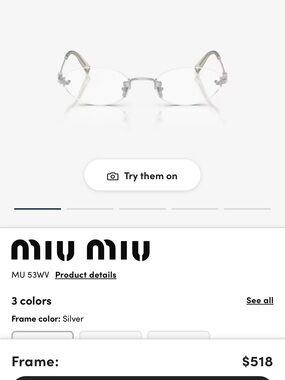 Miu Miu Silver Rimless Oval Glasses